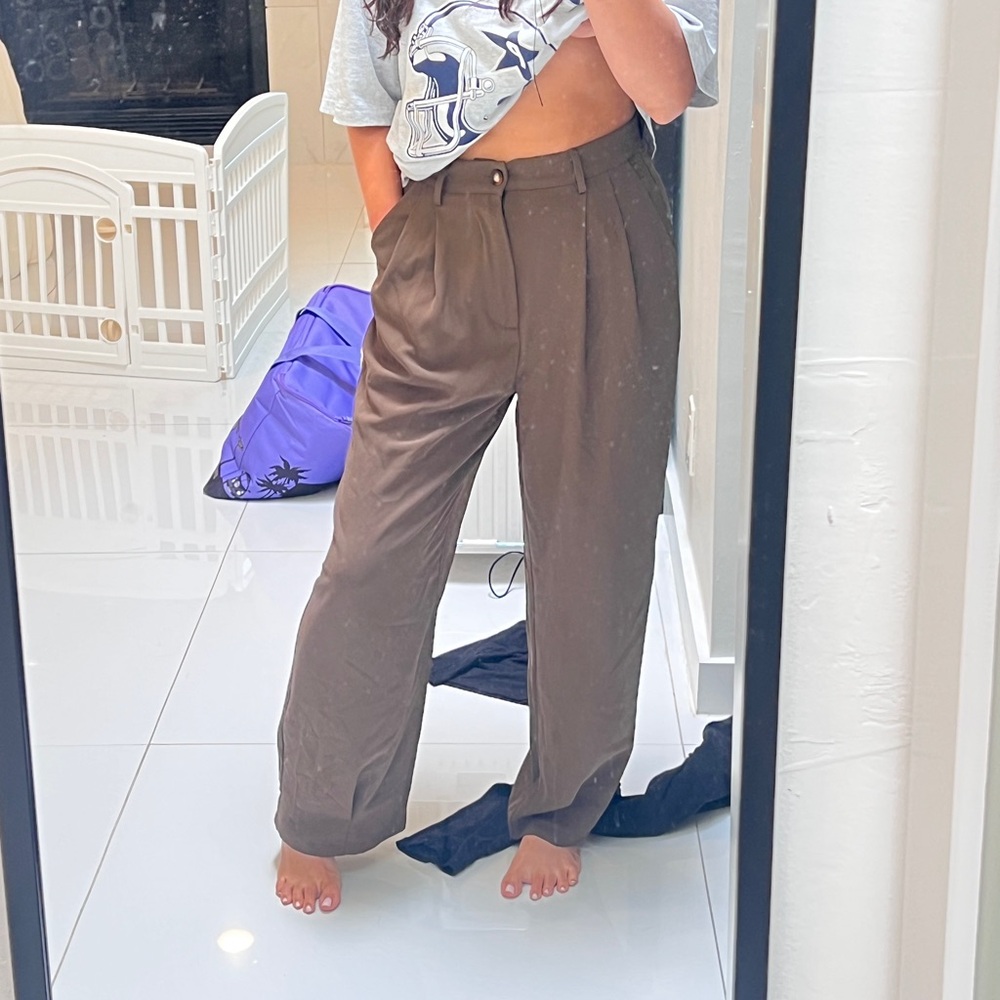Brown High-Waisted Trousers